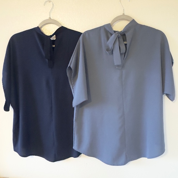 Bundle of 2 Angashion Womens Tops, Short Sleeve Casual Summer Tie Back - Picture 9 of 9